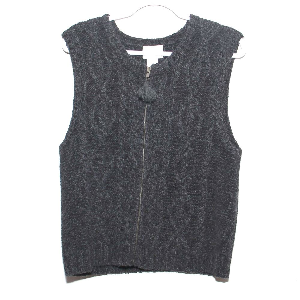 Vintage Susan Bristol Zip Cable Knit Vest Size Medium Wool Blend